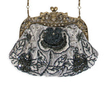 Beaded Rose Purse - Gray