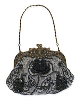 Beaded Rose Purse - Gray