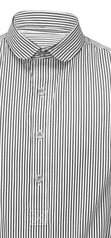1800s Mens Gray/Black Cotton Stripe Banker/Club Collar Dress Shirt (Size M) | 19th Century | Historical | Vintage 1800s Mens Gray/Black Cotton Stripe Banker/Club Collar Dress Shirt (Size M) | 19th Century | Historical | Vintage