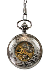 Lacy Design Mechanical Pocket Watch - Black Pearl