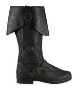Distressed Faux Leather Brigand Boots - Black