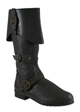 Distressed Faux Leather Brigand Boots - Black