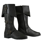 Distressed Faux Leather Brigand Boots - Black