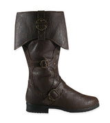 Distressed Faux Leather Brigand Boots - Brown