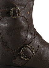 Distressed Faux Leather Brigand Boots - Brown
