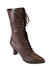 Victorian Faux Leather Boots - Brown