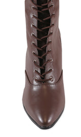 Victorian Faux Leather Boots - Brown
