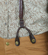 Braided Leather Suspenders - Brown (Long)