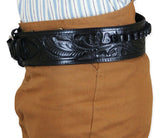 (.44/.45 cal) High-Rider Western Cartridge Belt - Black Tooled Leather