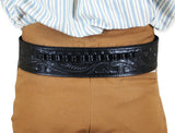 (.44/.45 cal) High-Rider Western Cartridge Belt - Black Tooled Leather
