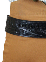 (.22 cal) High-Rider Western Cartridge Belt - Black Tooled Leather