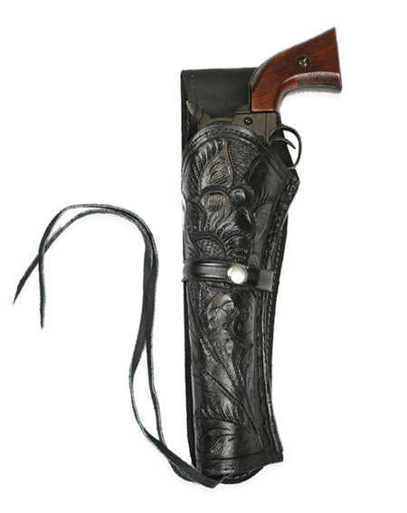 Western Holster - LH Draw (Long Barrel) - Black Tooled Leather