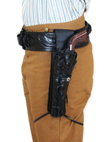 Western Holster - LH Draw (Long Barrel) - Black Tooled Leather