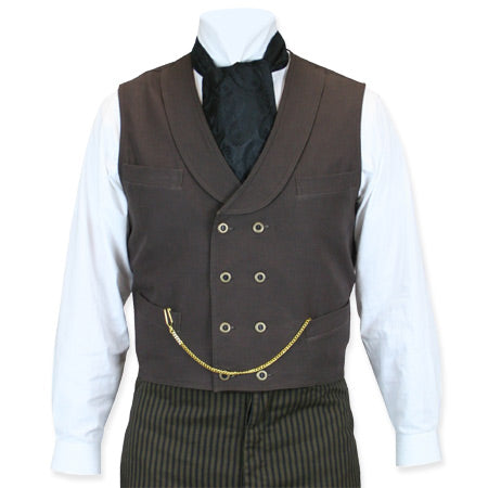 Canvas Double Breasted Vest - Walnut