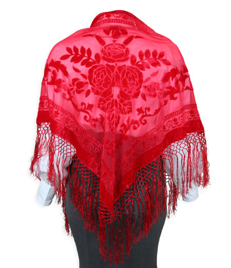 Velvet Triangular Shawl - Red