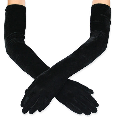 Opera Length Velvet Gloves - Black