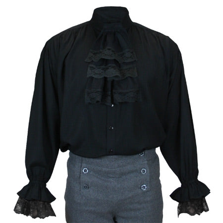 Marcus Jabot Shirt - Black – Historical Emporium