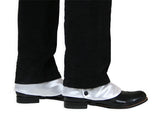 Premium Mens Button Spats - White Satin / Black Buttons (One Pair)