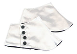 Premium Mens Button Spats - White Satin / Black Buttons (One Pair)
