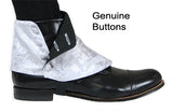Premium Mens Button Spats - Silver Jacquard (One Pair)