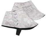 Premium Mens Button Spats - Silver Jacquard (One Pair)
