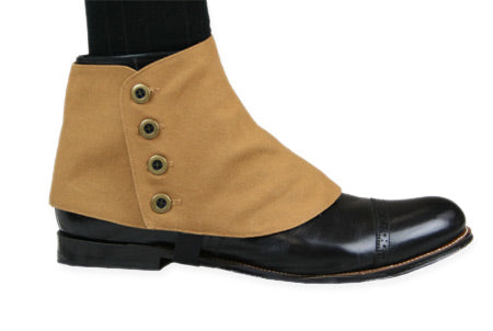Premium Mens Button Spats - Brown Canvas (One Pair)