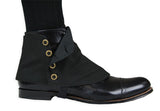 Premium Mens Button Spats - Black Canvas (One Pair)