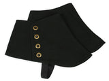 Premium Mens Button Spats - Black Canvas (One Pair)