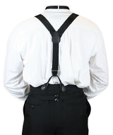 Premium Silk Suspenders - Black Satin Charmeuse