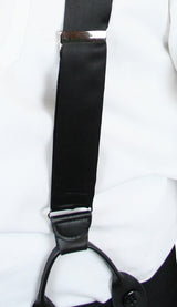 Premium Silk Suspenders - Black Satin Charmeuse