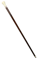 Faux Ivory Walking Stick - Silver Tone