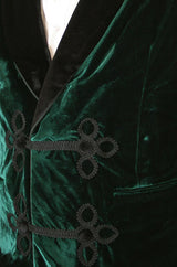 Vintage Smoking Jacket - Green Velvet