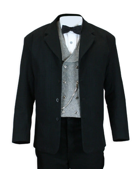 Livingston Black Brushed Cotton Sack Coat
