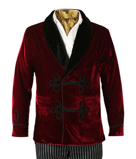 Vintage Velvet Smoking Jacket - Burgundy