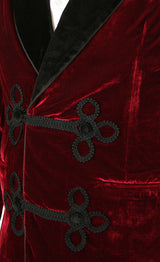 Vintage Velvet Smoking Jacket - Burgundy