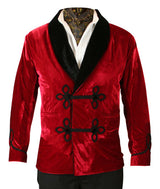 Vintage Velvet Smoking Jacket - Red