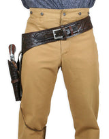(.44/.45 cal) Western Gun Belt and Holster - RH Draw - Walnut Tooled Leather