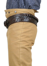 (.44/.45 cal) Western Gun Belt and Holster - RH Draw - Walnut Tooled Leather