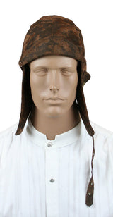 Faux Leather Aviator Helmet - Distressed Brown