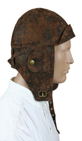 Faux Leather Aviator Helmet - Distressed Brown