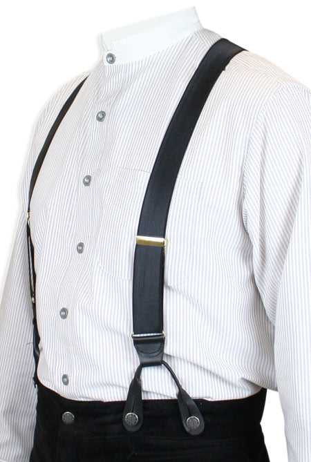 French Satin Suspenders - Black