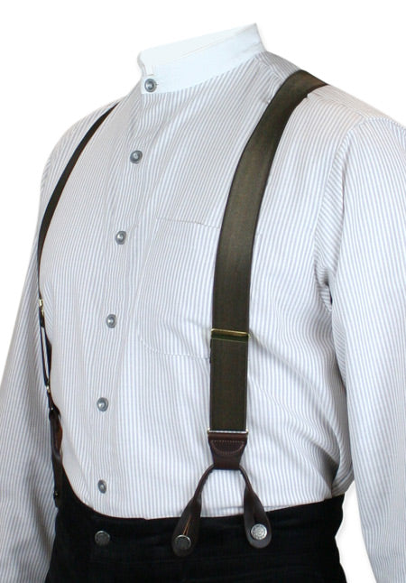 French Satin Suspenders - Brown