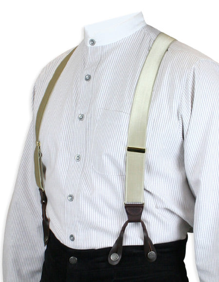 French Satin Suspenders - Khaki