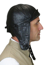 Leather Aviator Helmet - Black