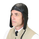 Leather Aviator Helmet - Black
