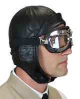 Leather Aviator Helmet - Black