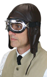 Leather Aviator Helmet - Brown