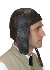 Leather Aviator Helmet - Brown