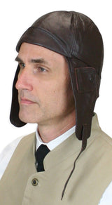 Leather Aviator Helmet - Brown