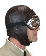 Leather Aviator Helmet - Brown